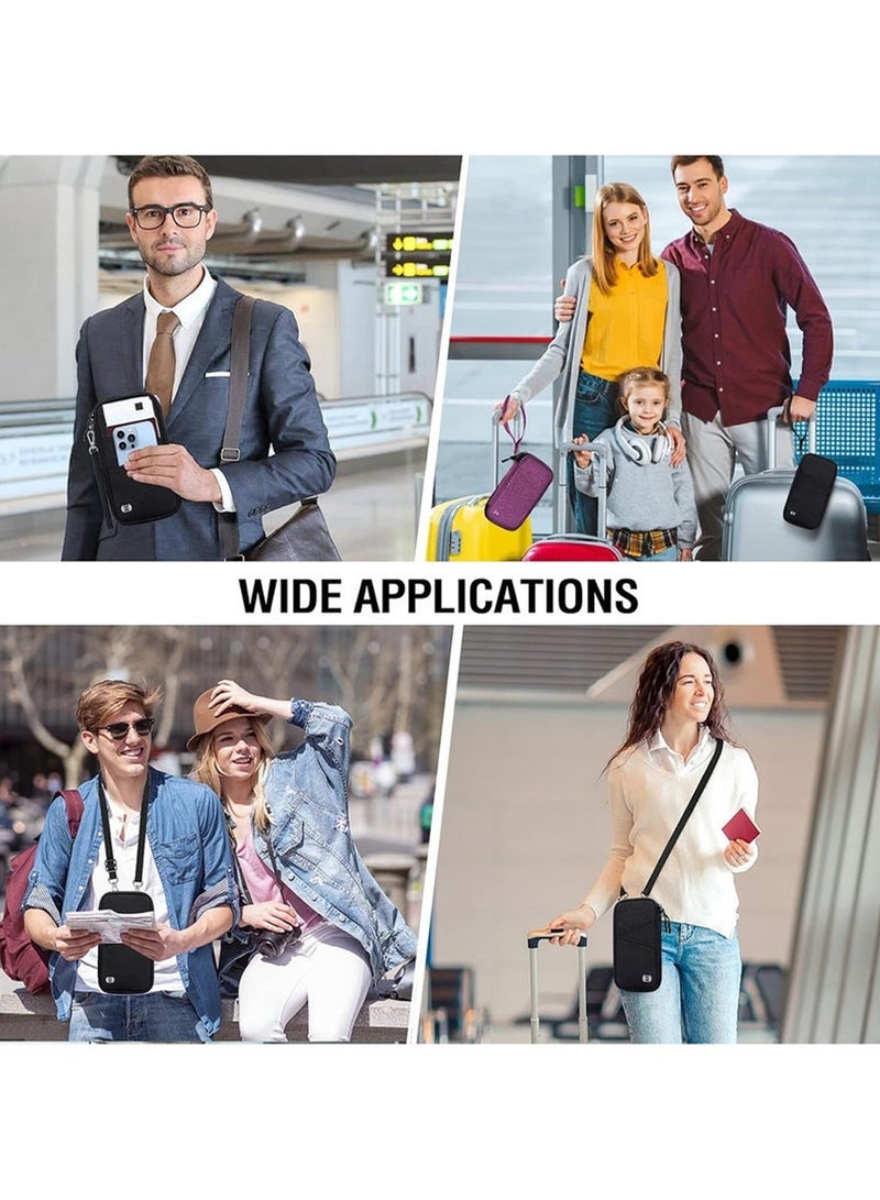 حافظة جوازات سفر متعددة للعائلة للسفر، محفظة جواز سفر مانعة لتقنية RFID، منظم مستندات سفر فاخر مقاوم للماء، مستلزمات السفر، لون أسود - Image 2